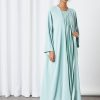 2 Piece Mint Color Modest Dress For Ladies