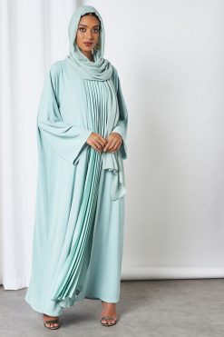 0621 bsi3251 3 2 Piece Mint Color Modest Dress For Ladies