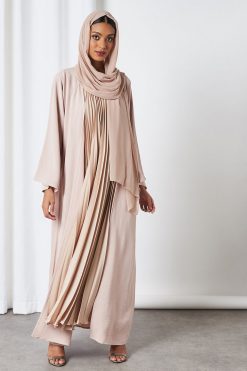 0621 bsi3255 3 2 Piece Latte Color Modest Dress For Ladies