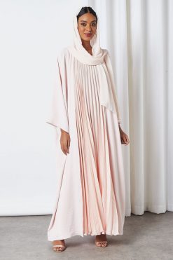 0621 bsi3257 4 2 Piece Pink Color Modest Dress For Ladies