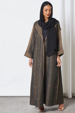 0621 bsi3267 3 Collared Bisht Abaya With Dress