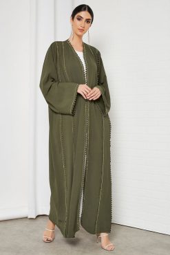 bsi3326 3 beads embellished bisht abaya with inner