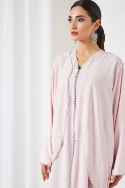 double front lace embellished abaya