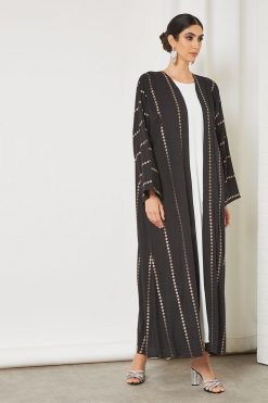 Overall embroidered bisht abaya
