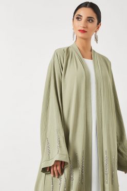 Beads embellished bisht abaya