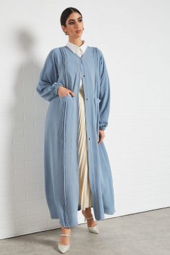 bsi3360 4 Pocket style beads embellished abaya