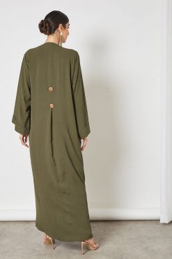 bsi3365 3 Button embellished bisht abaya