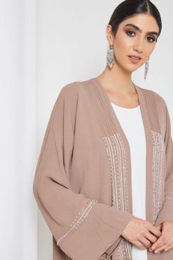 bsi3366 4 Beads embellished bisht abaya