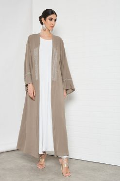 Beads embellished bisht abaya