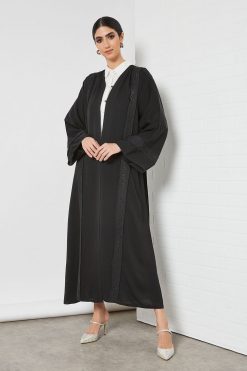 embroidered and lace embellished abaya