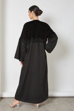 bsi3381 5 Applique & beads embellished abaya