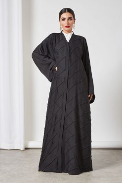 bsi3391 3 Asymmetrical embroidered abaya