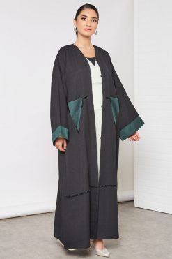 bsi3420 3 Beads embellished pocket style abaya