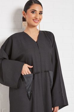 bsi3421 3 Beads embellished pocket style abaya