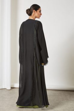 bsi3438 2 Lace and beads embellished abaya