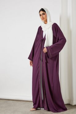 bsi3442 3 Beads embellished bisht abaya