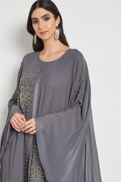 bsi3443 4 Beads Embellished Kaftan Abaya