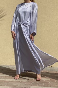 MOI072139 2 Lavender Grey Abaya Set