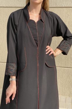 MOI072127 4 Red Threadwork Abaya