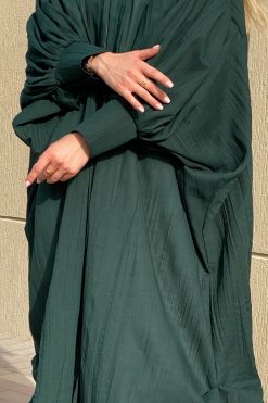 Green Linen Casual Abaya