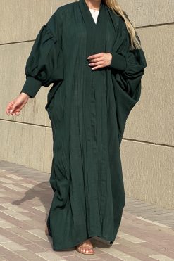MOI072106 2 scaled Green Linen Casual Abaya