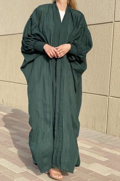 MOI072106 3 scaled Green Linen Casual Abaya
