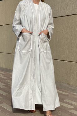 MOI072110 2 scaled Linen Abaya With Pockets