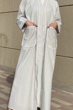 MOI072110 3 scaled Linen Abaya With Pockets