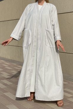 MOI072110 4 scaled Linen Abaya With Pockets