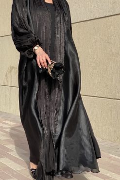 عباية بتصميم لامع وأورجانزا 8 MOI072114 2 1 scaled Shimmer & Organza Designer Abaya