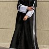 Black Jacquard Striped Abaya