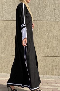 Black Jacquard Striped Abaya 6 MOI072123 3 scaled Black Jacquard Striped Abaya