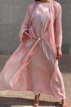 MOI072133 3 Pink Abaya Set