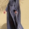 MOI072135 01 Mid Grey Abaya Set
