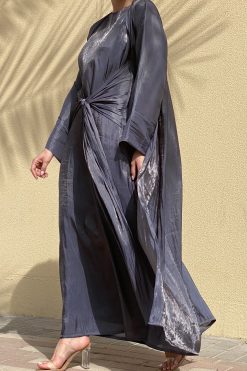 MOI072135 4 scaled Mid Grey Abaya Set