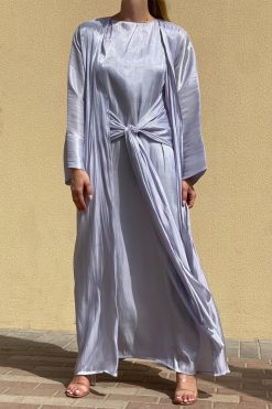 Lavender Grey Abaya Set