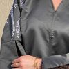 MOI072122 01 Black Satin Embroidered Abaya