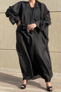 MOI072116 3 1 scaled Black Organza Abaya