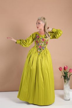 ABSOLC 000031 4 1 Floral Olive Satin Dress