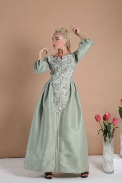 ABSOLC 000036 4 1 Leafy Ivory Kaftan Dress