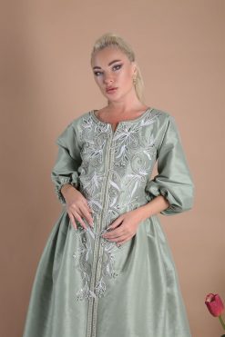 ABSOLC 000036 5 1 Leafy Ivory Kaftan Dress