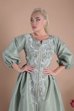 ABSOLC 000036 6 1 Leafy Ivory Kaftan Dress