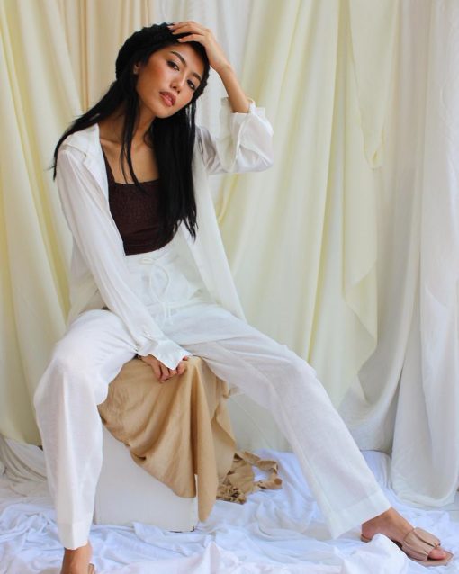 Satin Linen Smocked Set