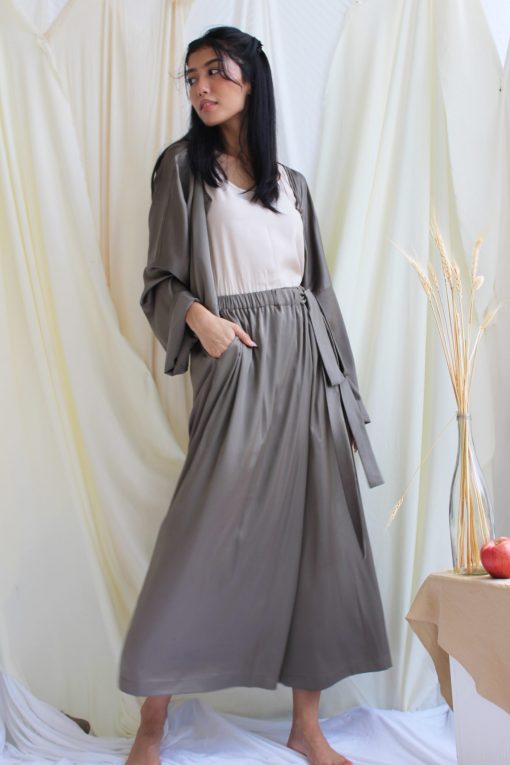 Satin Wrap Pant Set