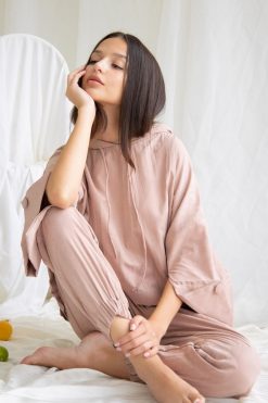 Loden 000010 4 Suede Blush Hoodie Set