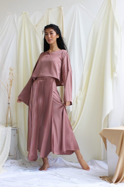 Satin Wrap Skirt Set