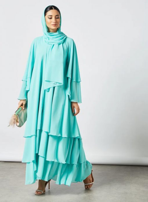 Teal layered abaya