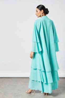 bsi3483 2 Teal layered abaya