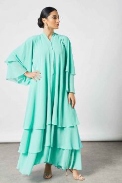 bsi3483 3 Teal layered abaya