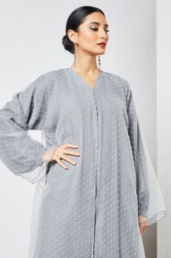 bsi3486 3 Grey Organza Abaya